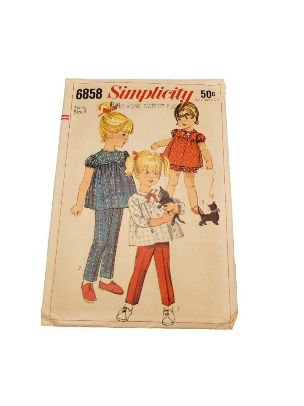 Simplicity 1966 Toddler's Top and Pants Pattern 6858 Size 3 UNCUT